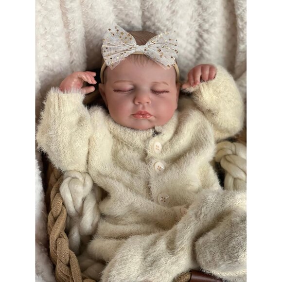 🆕 Reborn Baby Doll Cream Hand Painted Hair Asleep Cuddly Body Premie Xmas Gift - Picture 3 of 7